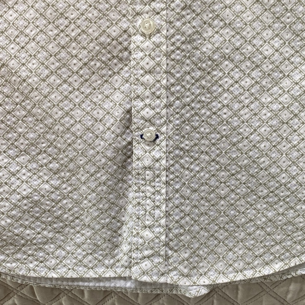 Club Monaco / Short Sleeve Seersucker / Green & White / Small - Picture 8 of 11